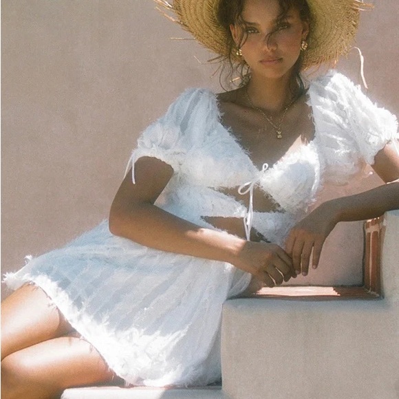 Sabo Luxe Blake Cutout White Puff Sleeve Mini Dress - Picture 4 of 7